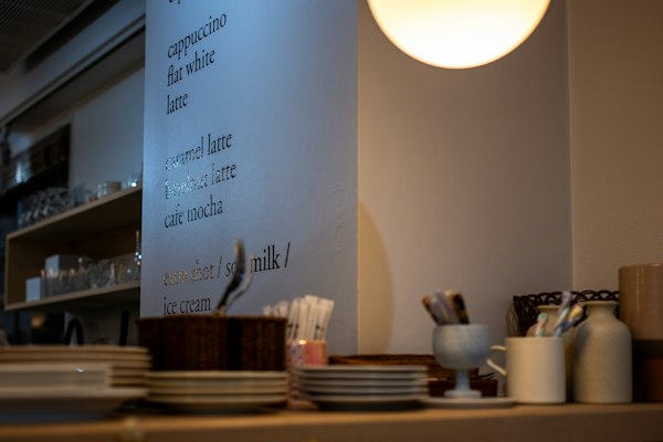 Counter and menu board at the Waterfront store