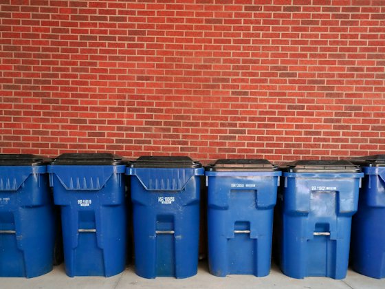 Best store: A row of closed bins against a wall